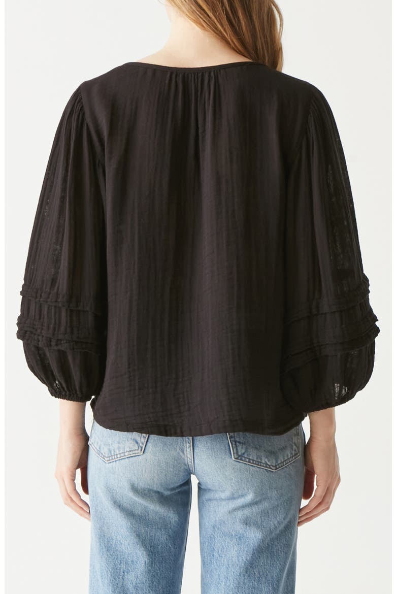 Pruitt Balloon Sleeve Gauze Top, Alternate, color, BLACK
