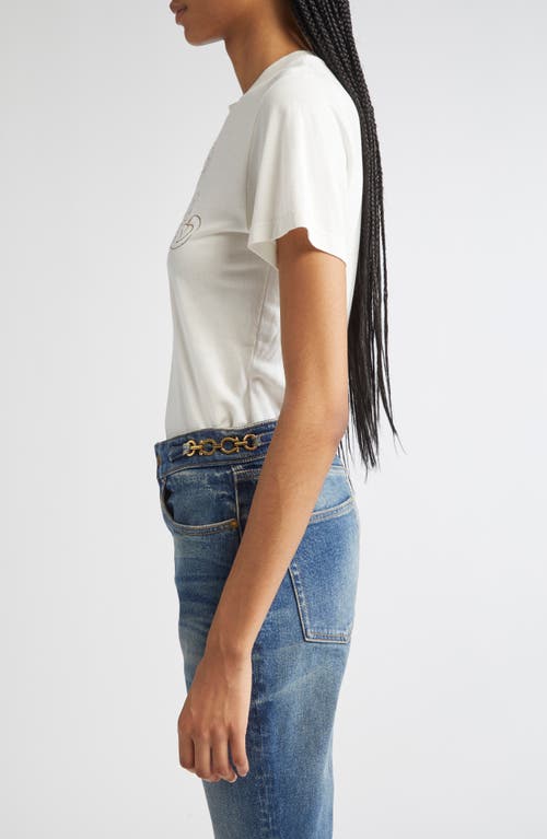 Golden Goose Viscose Blend T-shirt With Ribbed Crew Neck And Front Print In White