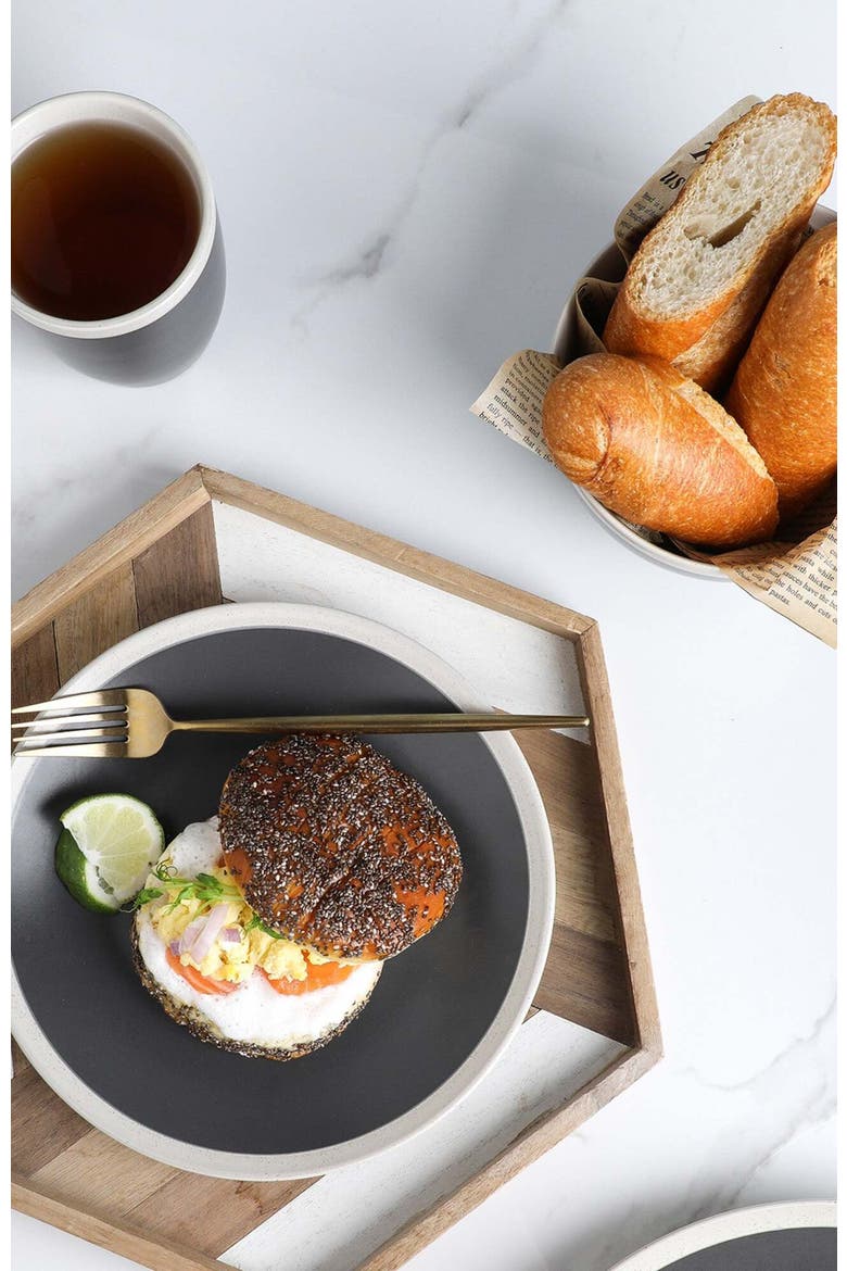 Serenity Stoneware 4-Piece Salad Plate Set, Alternate, color, Dark Gray and Cream