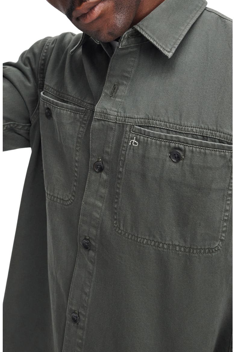 Overdyed Denim Button-Up Work Shirt, Alternate, color, DRKGRN