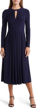 Eliza J Pleated Keyhole Cutout A-Line Dress
