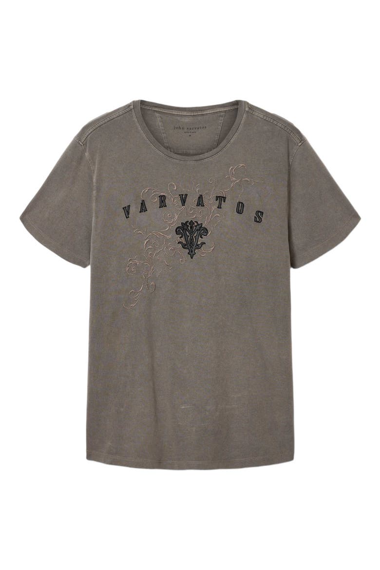 Embroidered Monogram Organic Cotton T-Shirt, Alternate, color, FLAGSTONE GREY