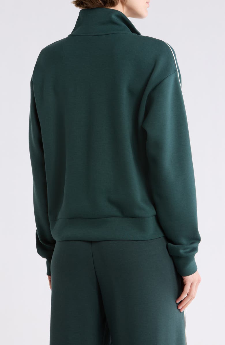 Z by Zella Whisper Piped Knit Quarter Zip Sweatshirt, Alternate, color, Green Timber