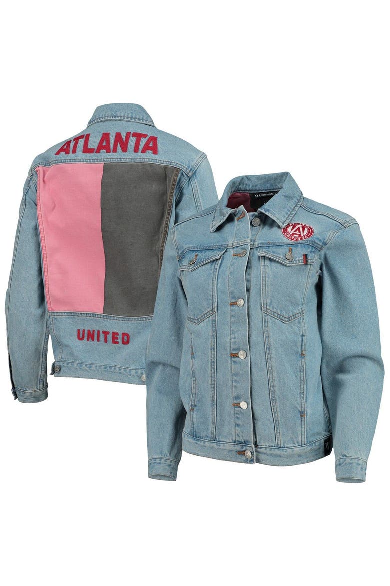 Women's The Wild Collective Blue Atlanta United FC Print Denim Button-Up Jacket, Main, color, Blue