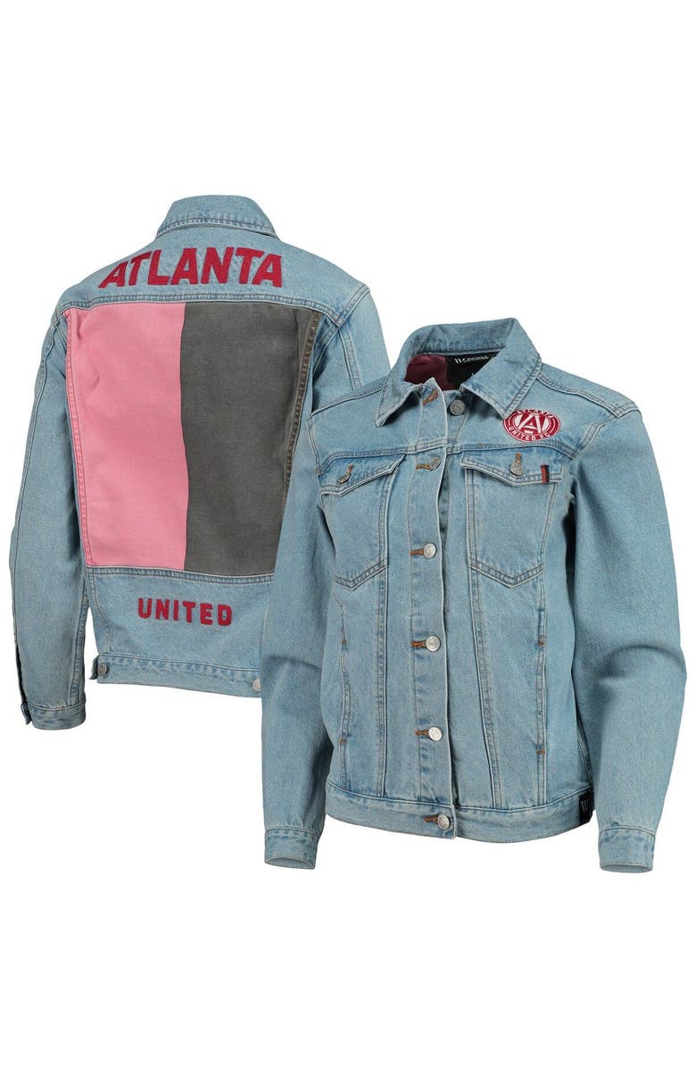 THE WILD COLLECTIVE Women's The Wild Collective Blue Atlanta United FC Print Denim Button-Up Jacket, Main, color, Blue