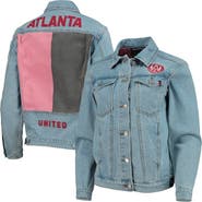 THE WILD COLLECTIVE Women's The Wild Collective Blue Atlanta United FC Print Denim Button-Up Jacket