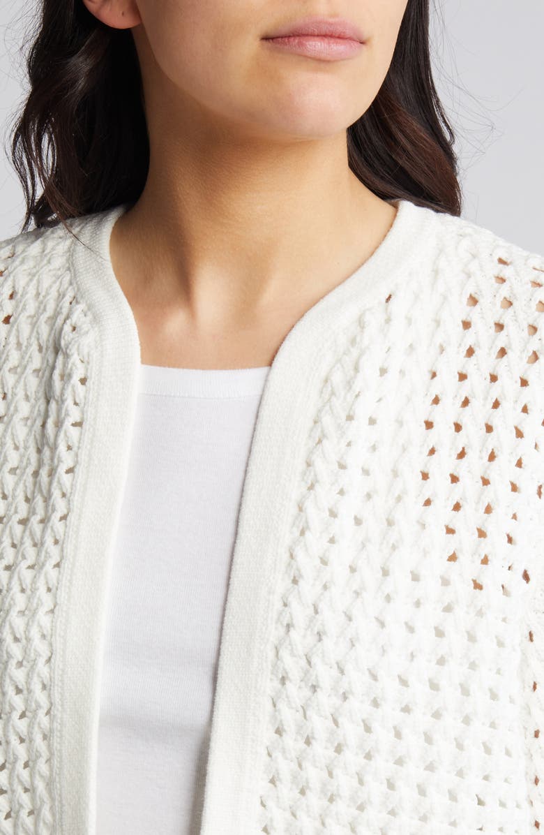 KOBI HALPERIN Loui Open Stitch Cotton Blend Cardigan, Alternate, color, White