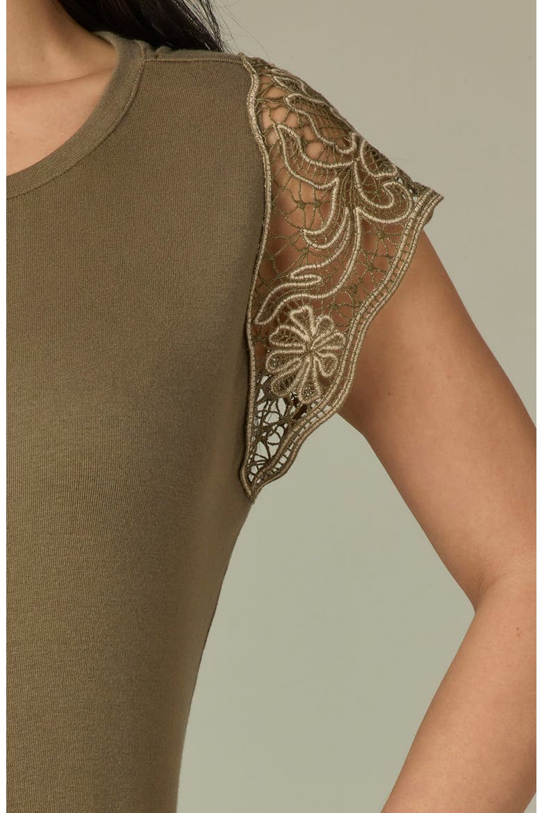 Crochet Trim Top, Alternate, color, OLIVE DRAB/ PALE OAK