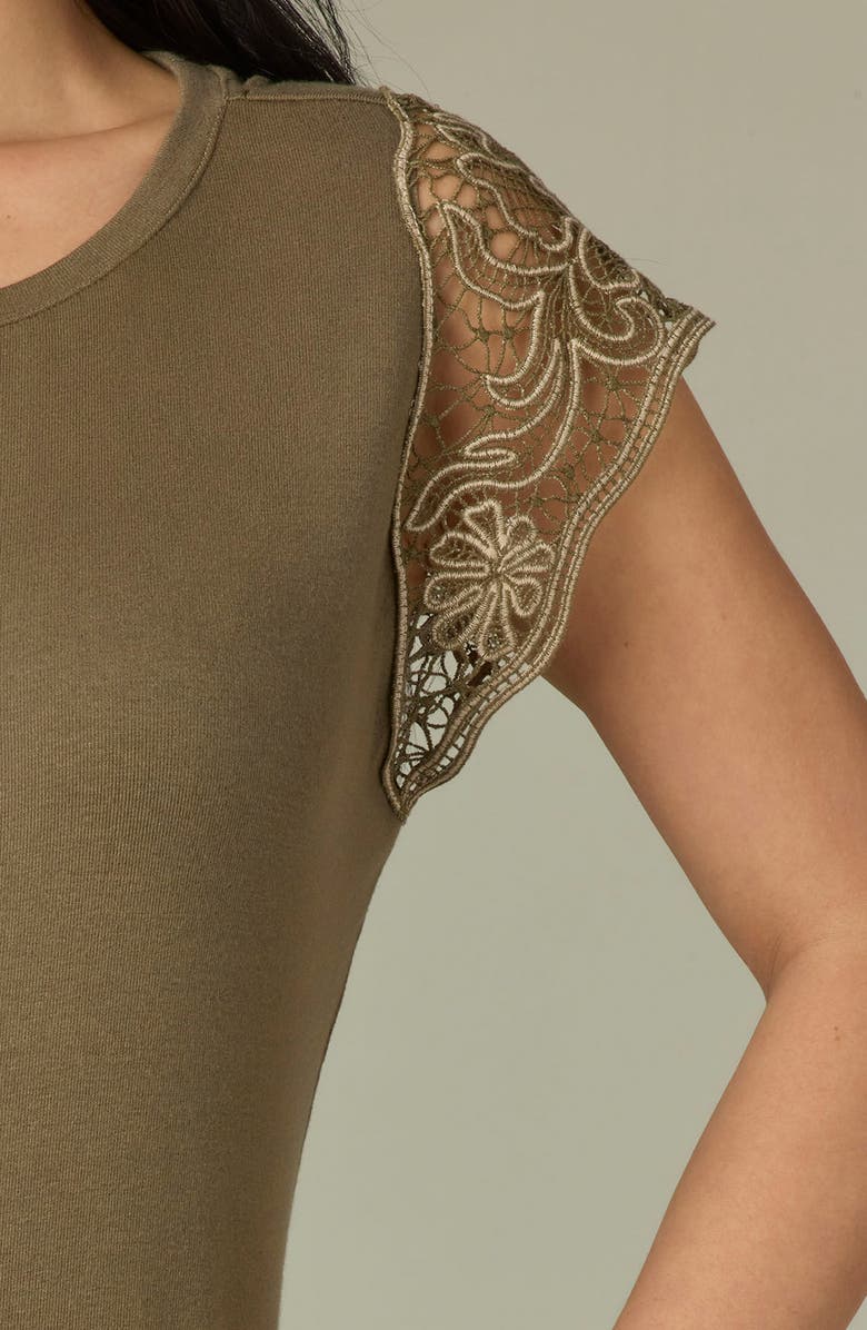 Wit & Wisdom Crochet Trim Top, Alternate, color, Olive Drab/ Pale Oak