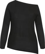 City Chic Lean In One-Shoulder Rib Sweater