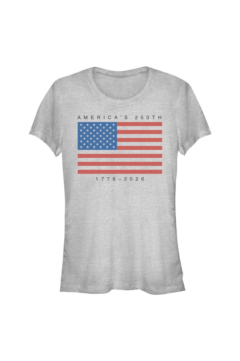 Juniors Lost Gods America 250th Anniversary Flag T Shirt, Main, color, Athletic Heather