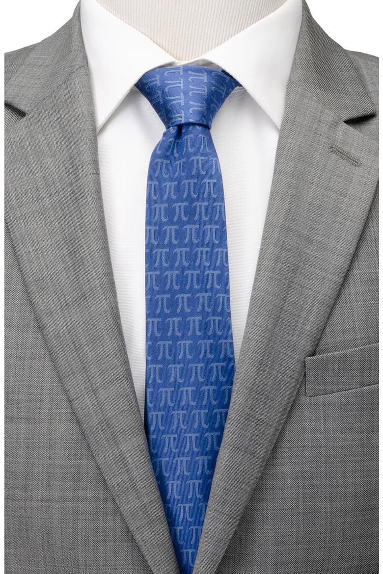 Pi Mathematics Symbol Hidden Message Silk Blend Tie, Alternate, color, BLUE