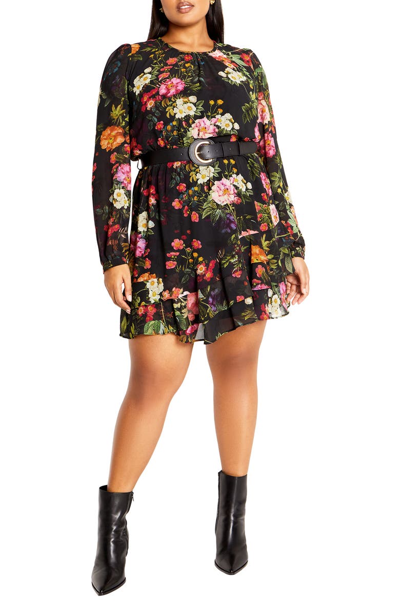 Suzie Long Sleeve Dress, Main, color, ROYAL GARDEN FLORAL