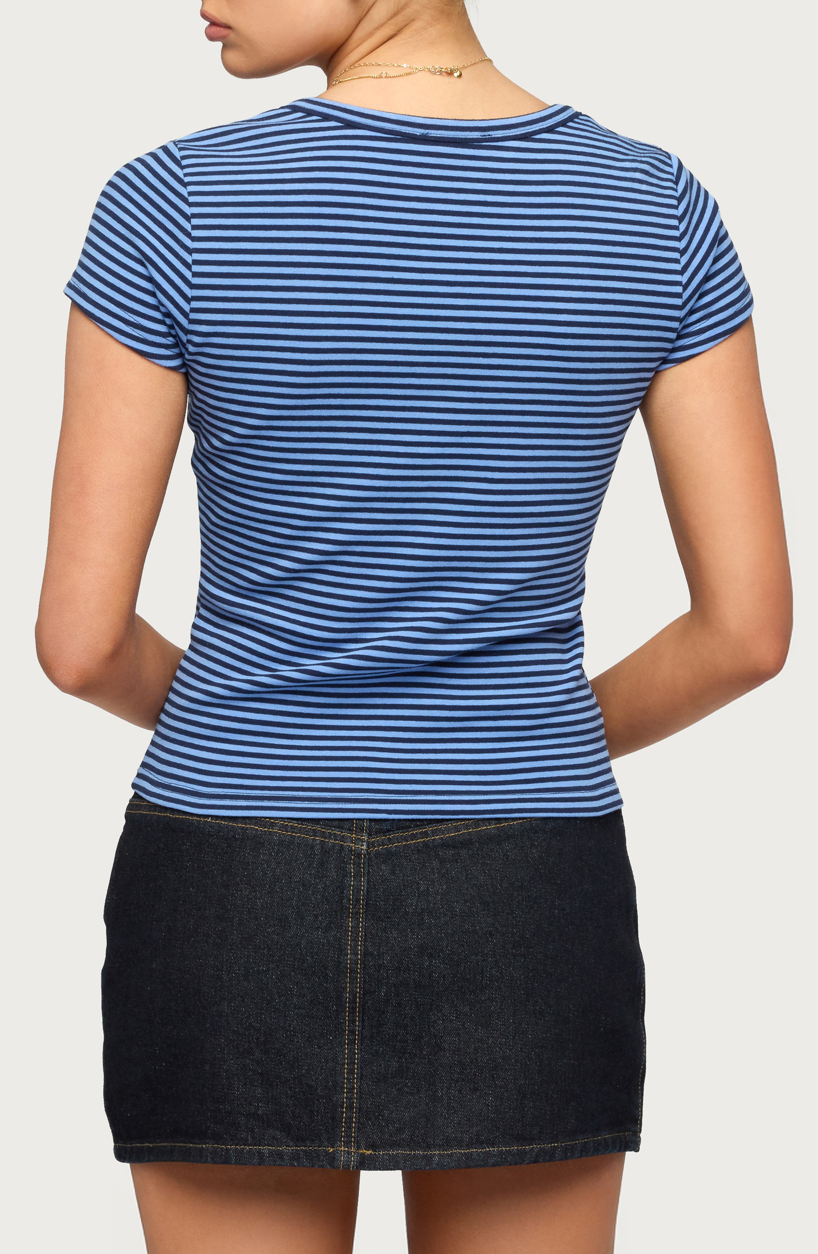 Kady Stripe Short Sleeve Henley Top - image 2