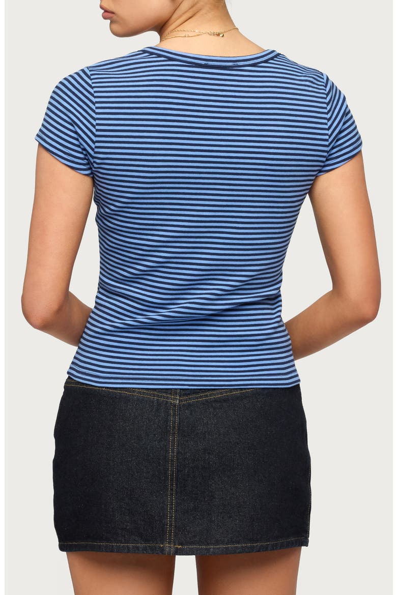 Kady Stripe Short Sleeve Henley Top, Alternate, color, BLUE-AND-NAVY