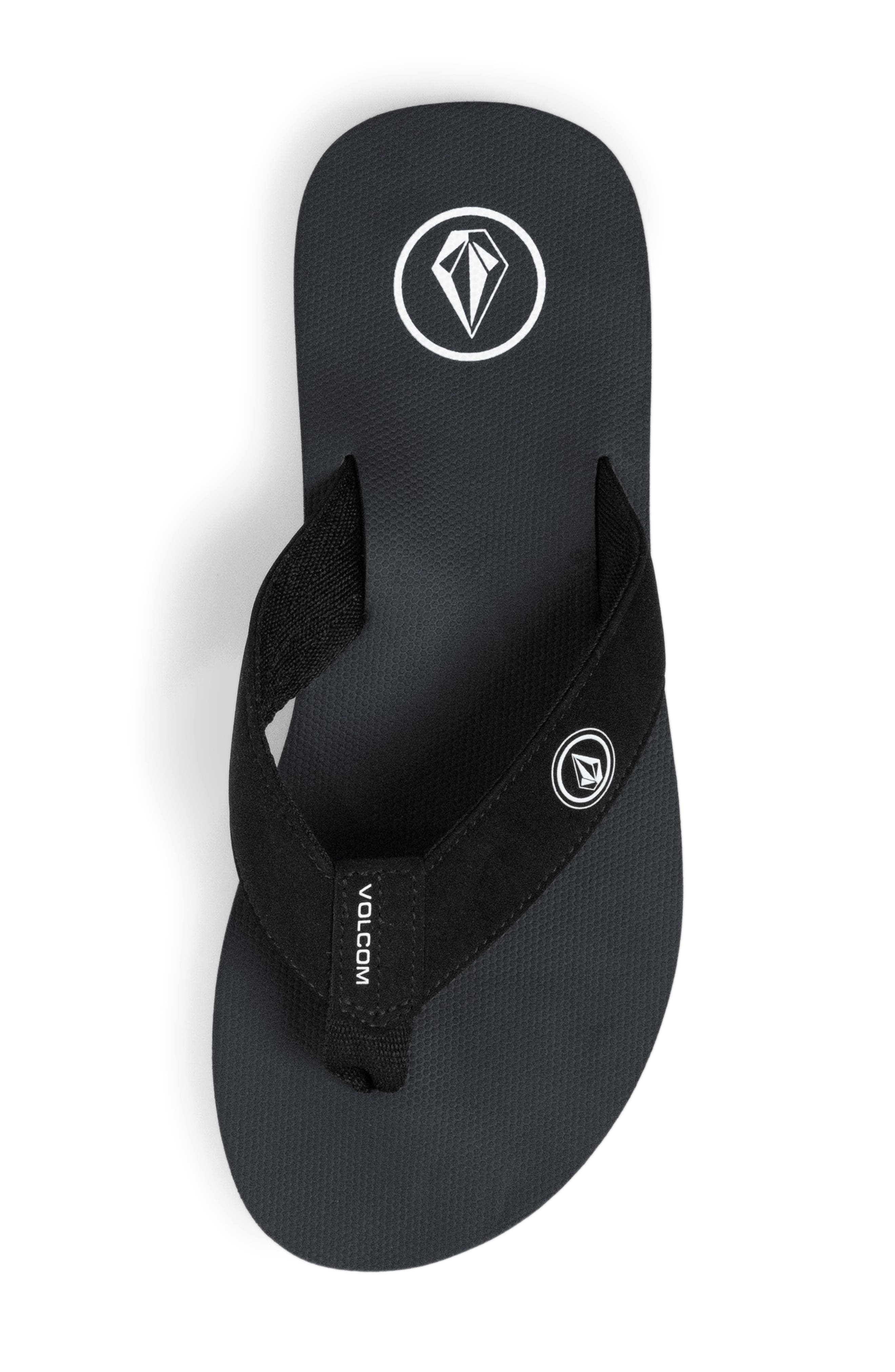 Volcom Vocation Leather Flip Flops, Alternate, color, Black