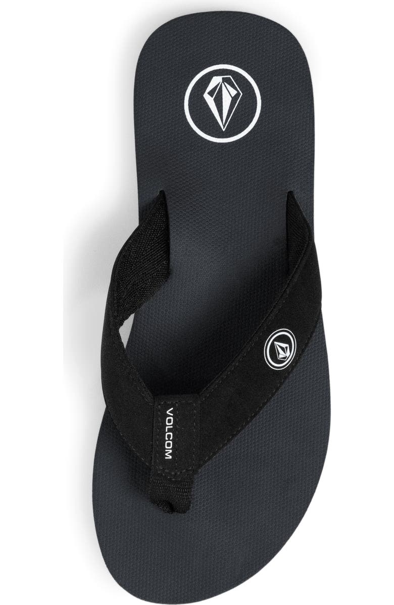 Volcom Vocation Leather Flip Flops, Alternate, color, Black