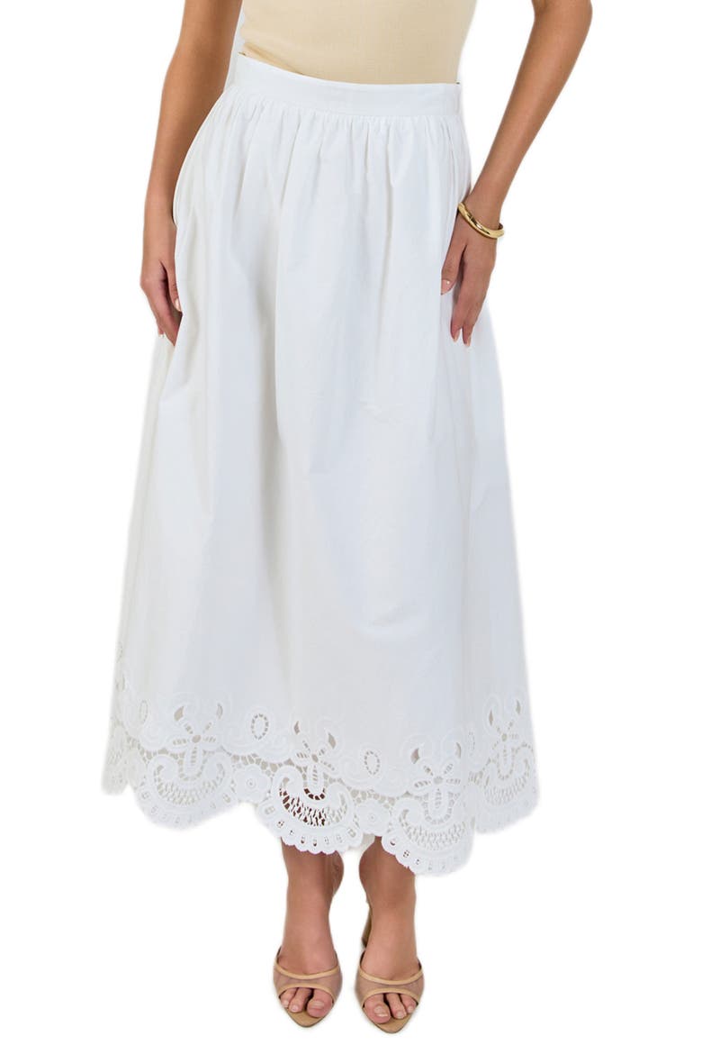 Embroidered Hem Cotton Skirt, Main, color, WHITE