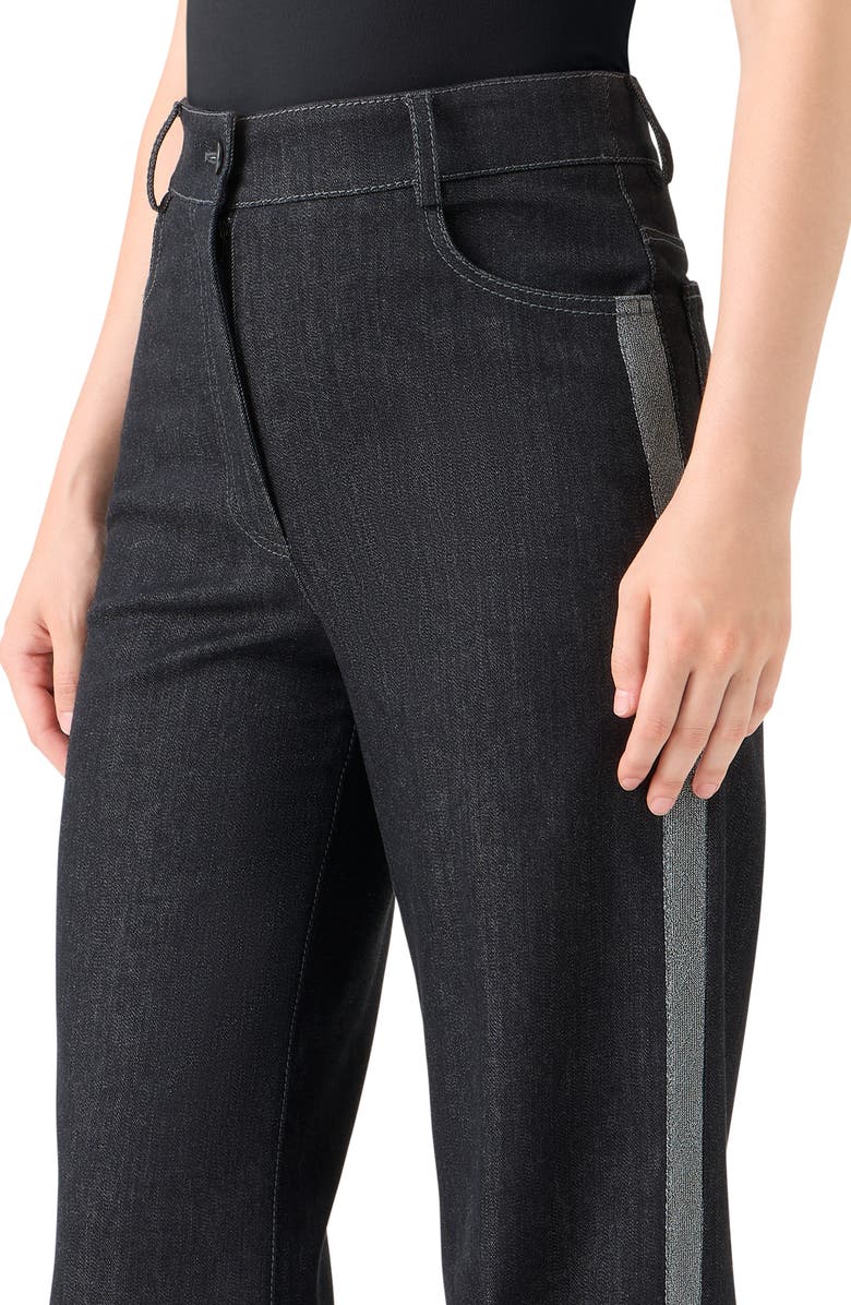 Akris punto High Waist Wide Straight Leg Jeans, Alternate, color, Black
