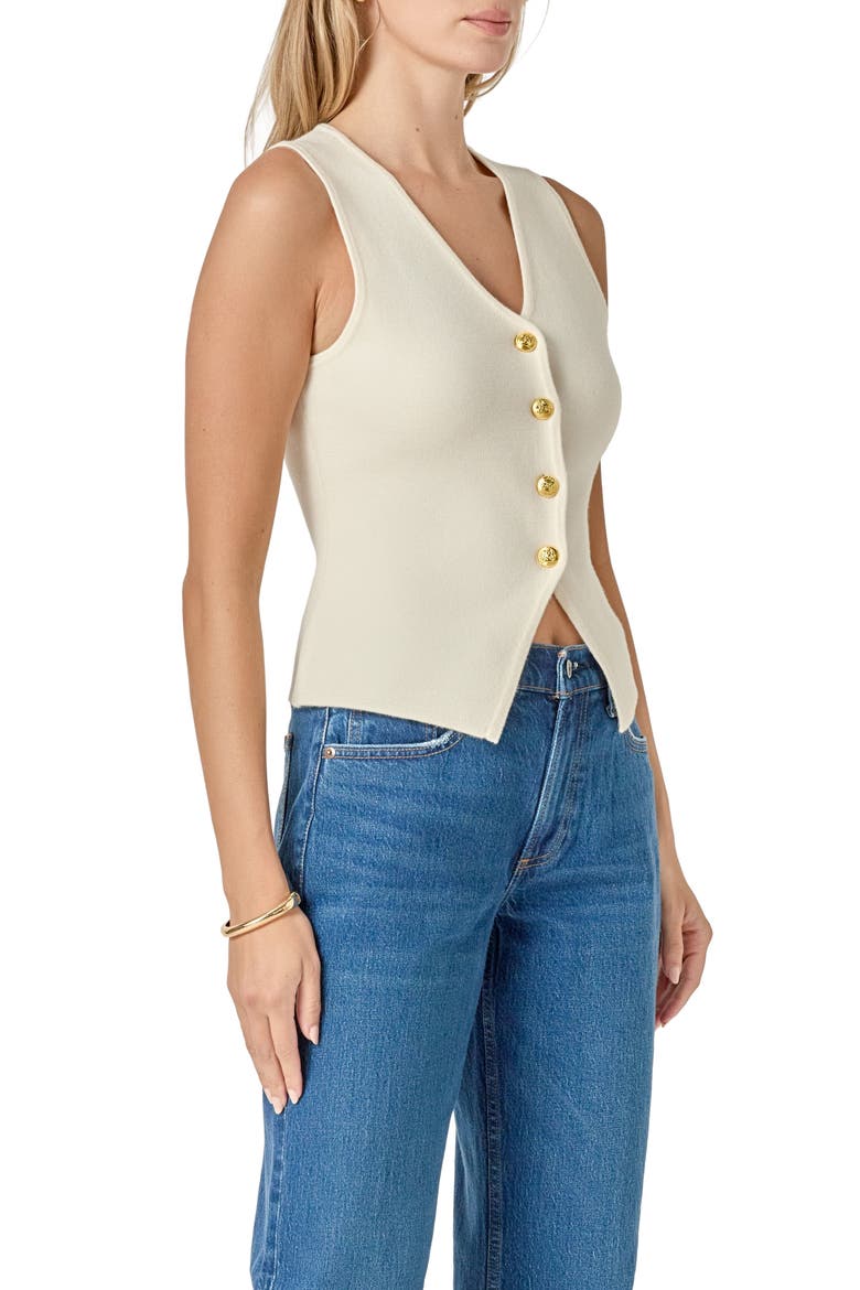 Button-Up Vest, Alternate, color, CREAM