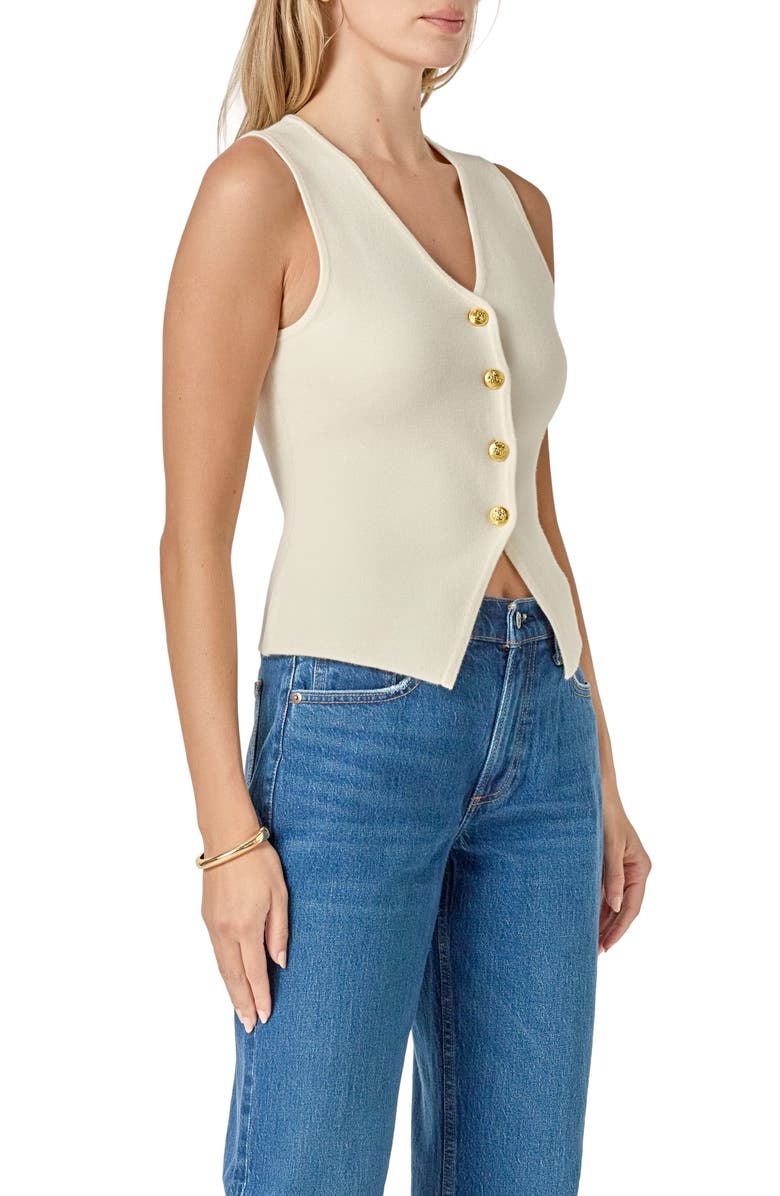 English Factory Button-Up Vest, Alternate, color, Cream