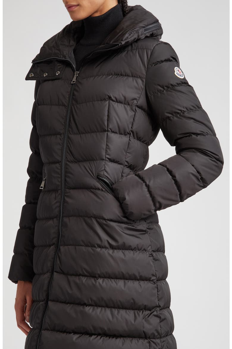 Flammette Down Coat, Alternate, color, BLACK