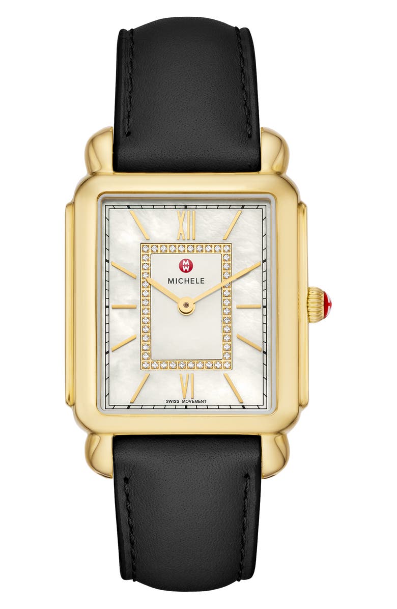 MICHELE Deco II Diamond Leather Strap Watch, 30mm - 0.11ct. MICHELE Deco Madison Diamond SS Silver Dial Women main image 4