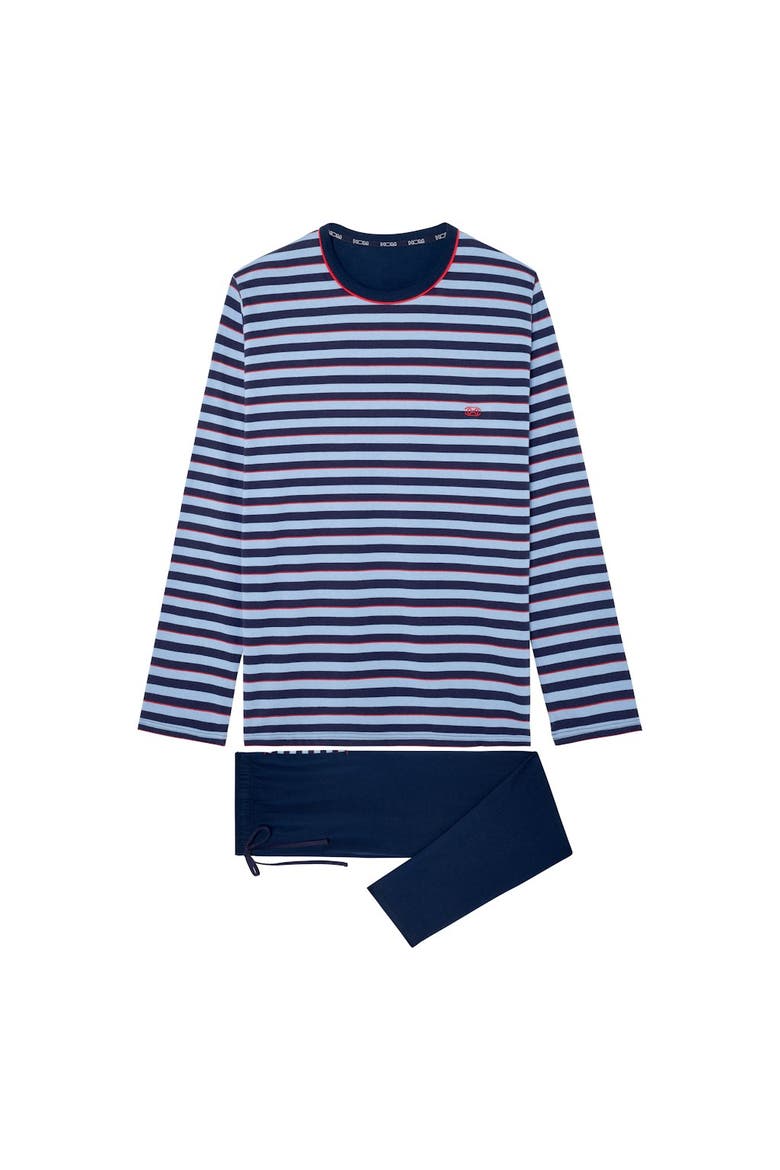 Atlantic Long Pajama Set, Main, color, Blue Stripes