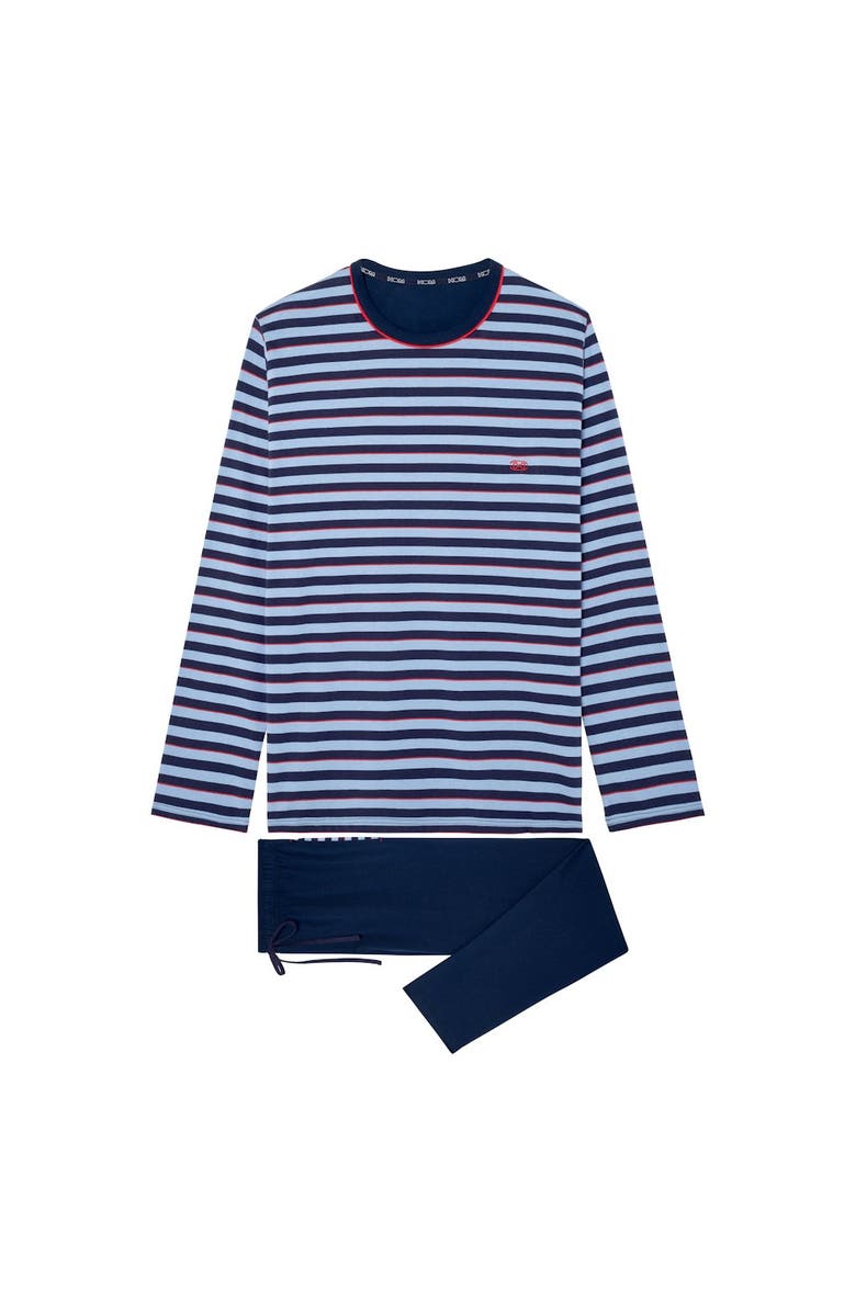 HOM Atlantic Long Pajama Set, Main, color, Blue Stripes