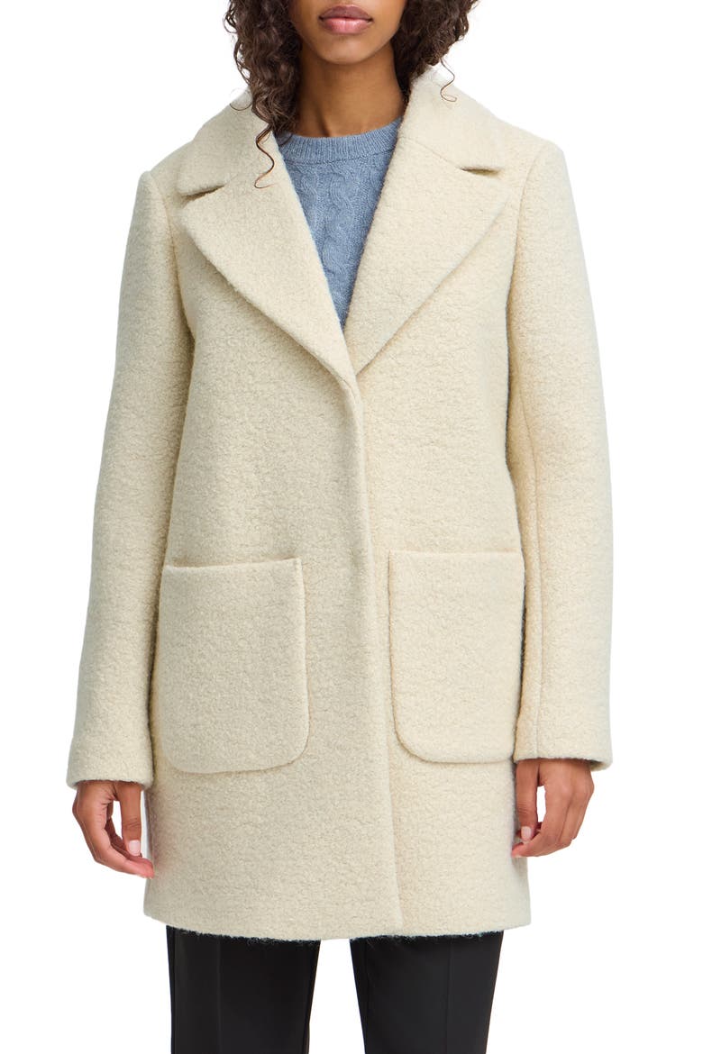 Bouclé Wool Blend Coat, Main, color, ALMOND MILK