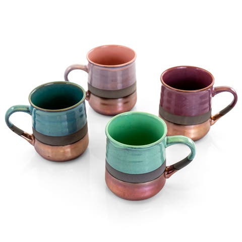 Copper Tonal 4 Piece 18 Ounce Round Stoneware Mug Set