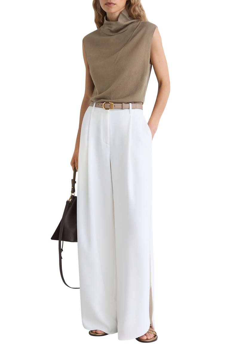 Honey Mock Neck Wool Shell, Alternate, color, KHAKI GREEN