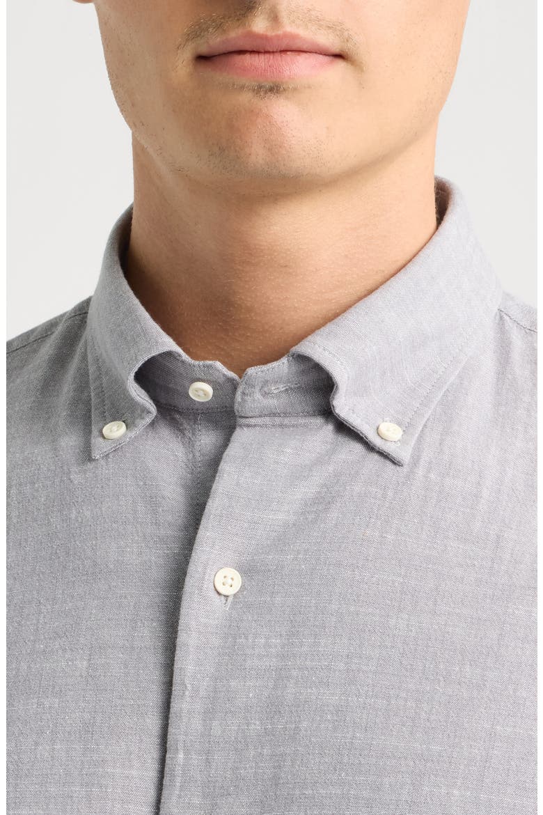 Devonport Stretch Cotton Chambray Sport Shirt, Alternate, color, GALE GREY