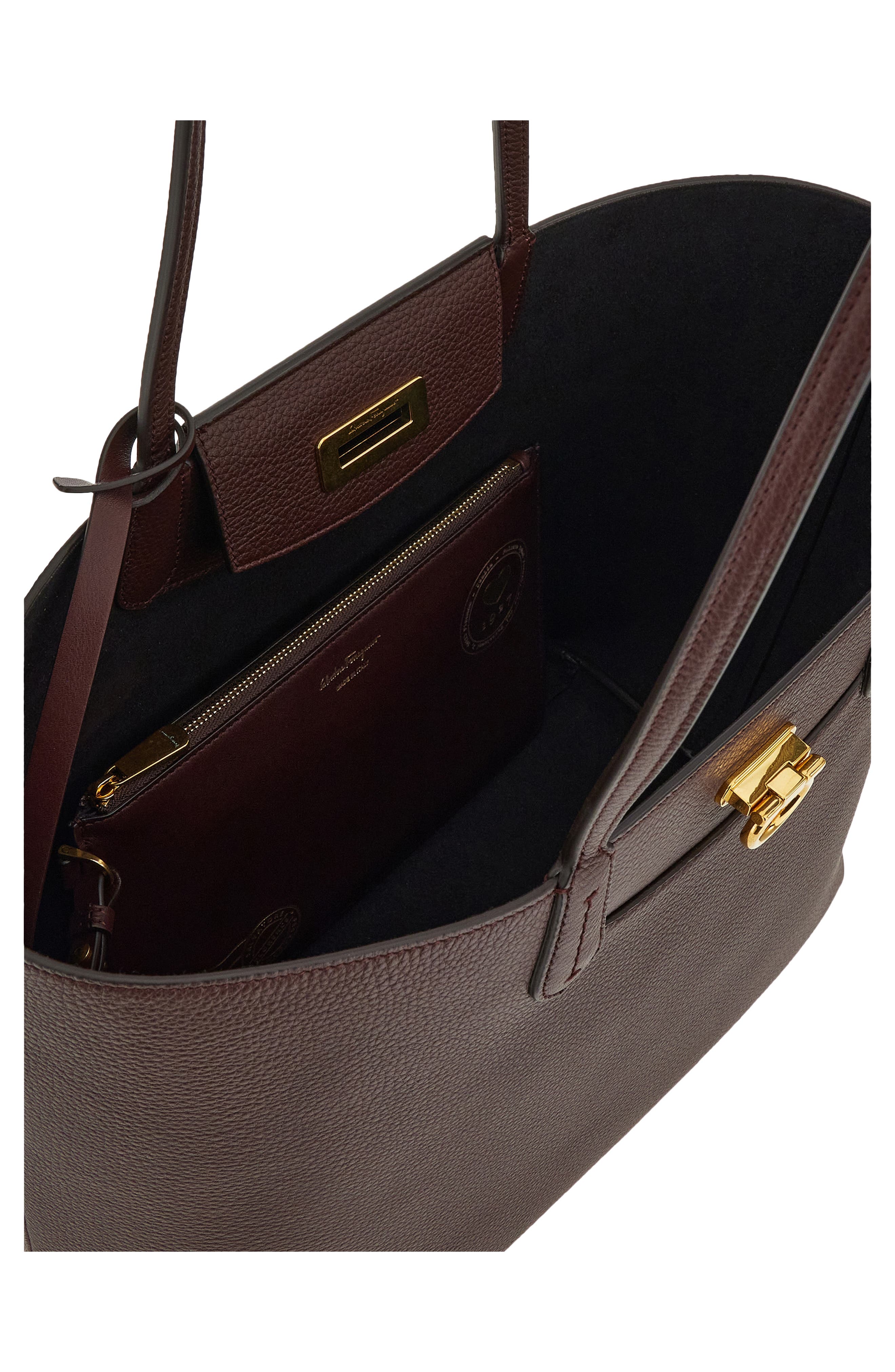 FERRAGAMO Travel Leather Tote, Alternate, color, 