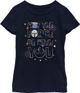 Star Wars: The Mandalorian Girl's Star Wars The Mandalorian May The Force And Fireworks Graphic T-Shirt