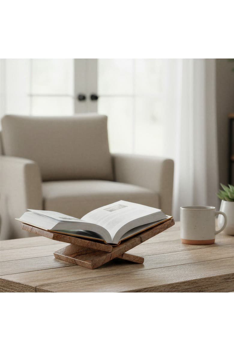 Decorative Marble Book Holder, Sage Green, Alternate, color, Brown