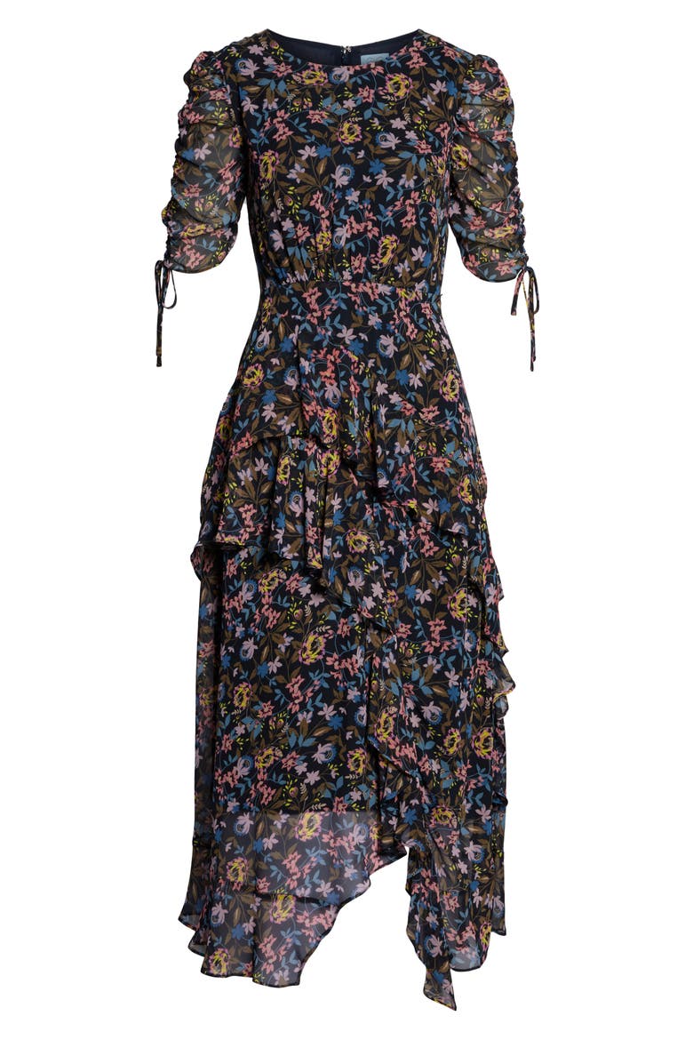 Tiered Ruffle Maxi Dress, Alternate, color, CAVIAR