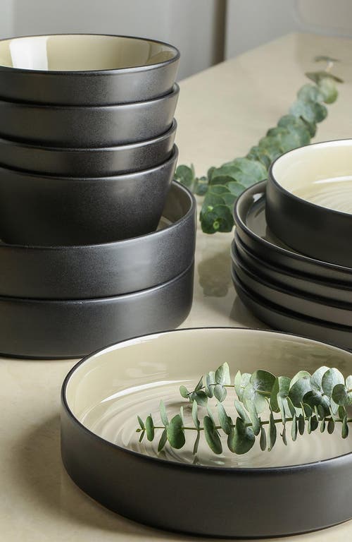 Stone Lain Elica Stoneware 12-piece Dinnerware Set In Black