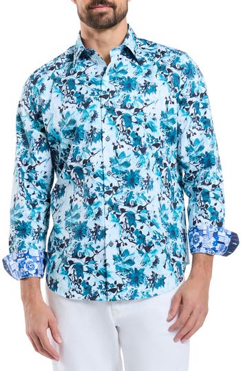 Robert Graham Miren Long Sleeve Button Down Shirt In Blue