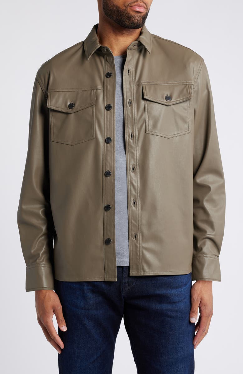 AG Elias Faux Leather Shirt Jacket, Main, color,
