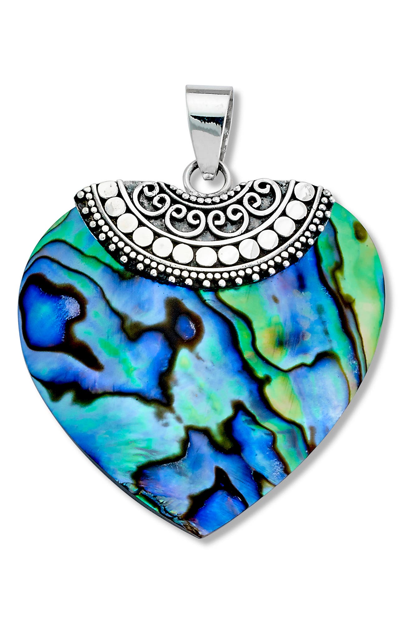 SAMUEL B. Sterling Silver Filigree Abalone Heart Pendant (Women ...
