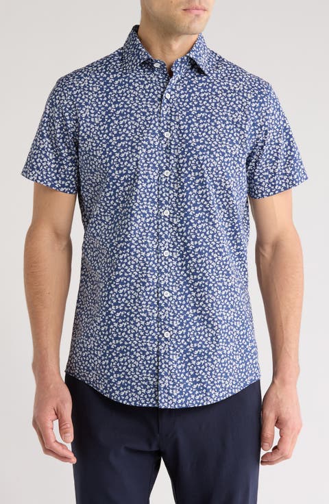 Thatcher Crescent Trim Fit Short Sleeve Button-Up Shirt