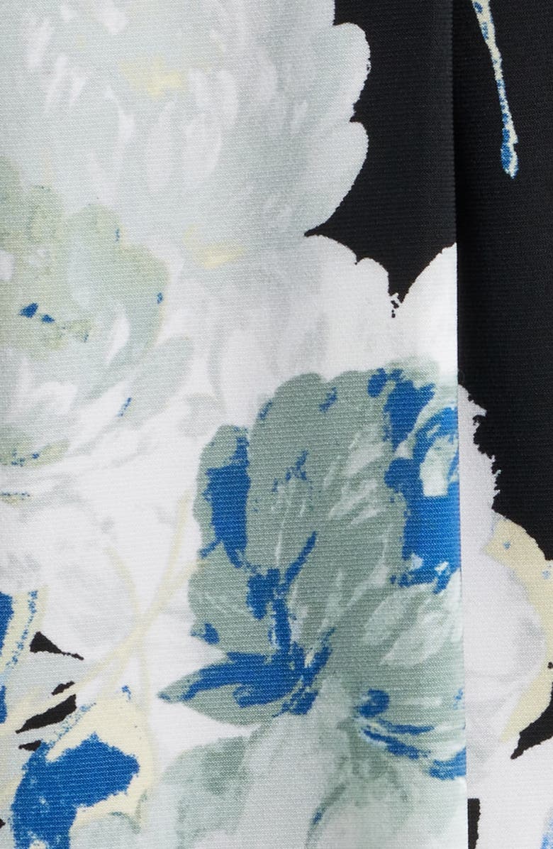 AK ANNE KLEIN Print Pleat Three-Quarter Sleeve Top, Alternate, color, Anne Black Multi