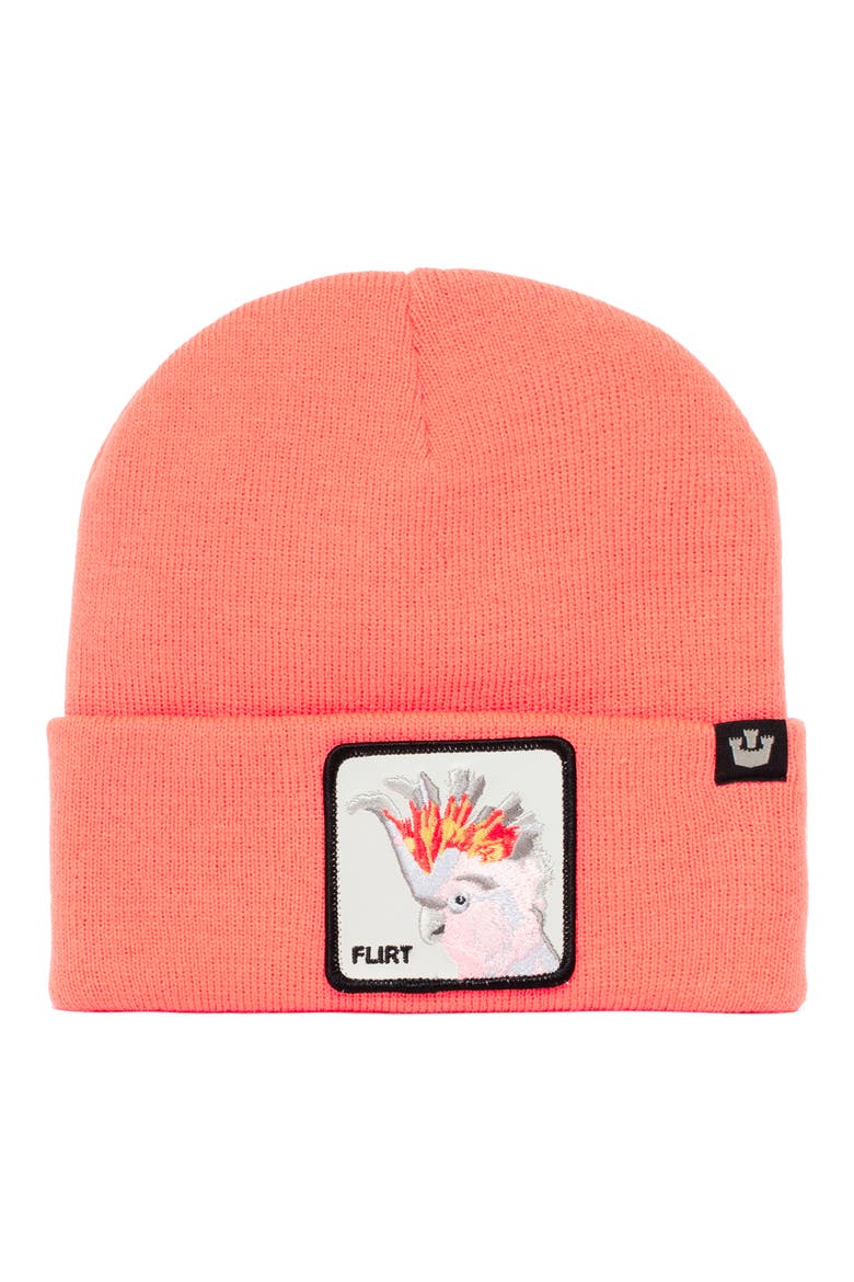 Snow Birds Knit Beanie, Main, color, CORAL