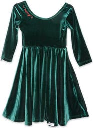 WORTHY THREADS Embroidered Velvet Holiday Twirly Dress