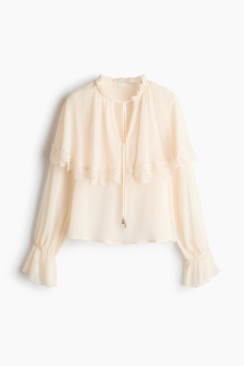 Cape-detail Blouse, Alternate, color, Cream