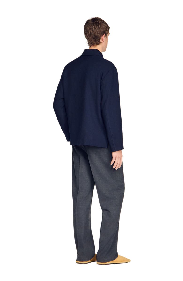 SANDRO Buttoned wool worker jacket, Alternate, color, Midnight Blue