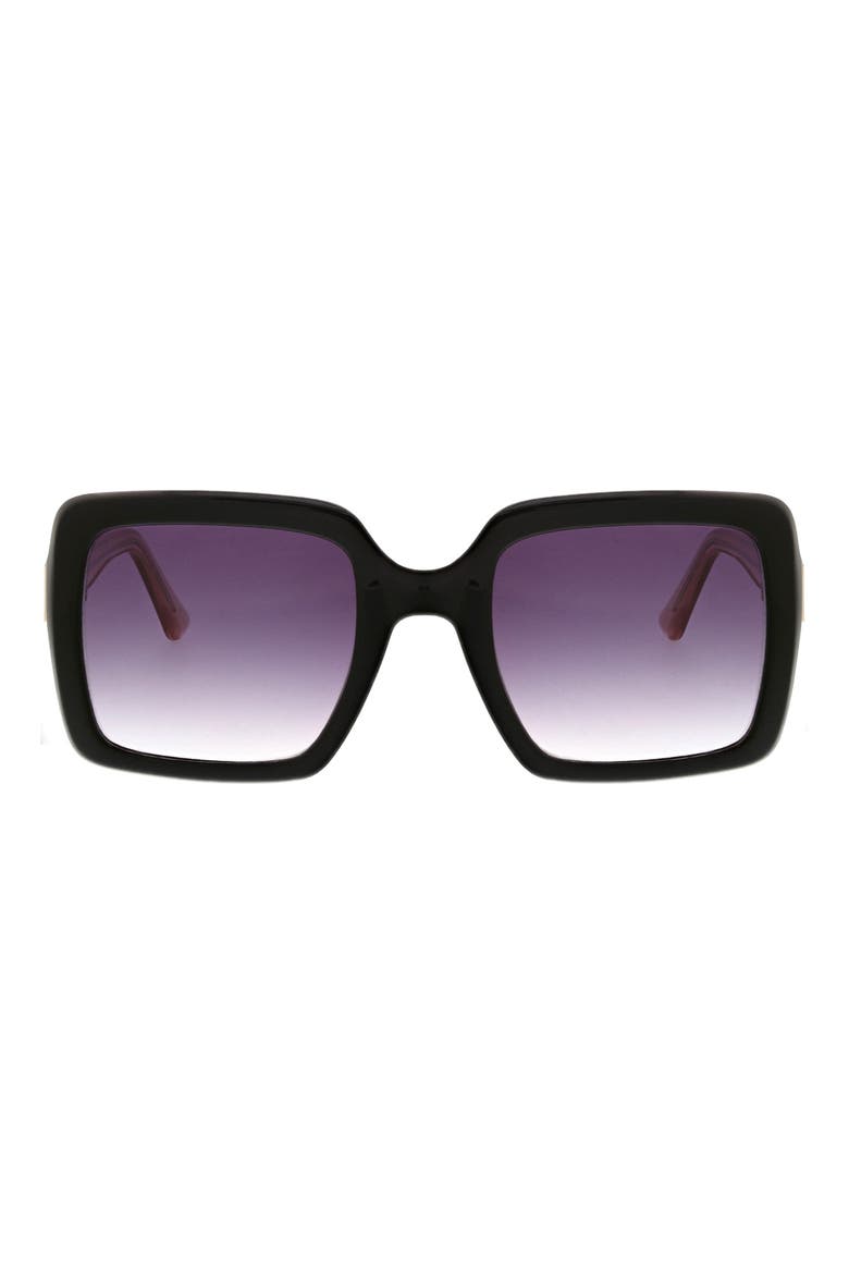 52mm Large Contemporary Square Sunglasses, Main, color, BLACK/ BLUSH
