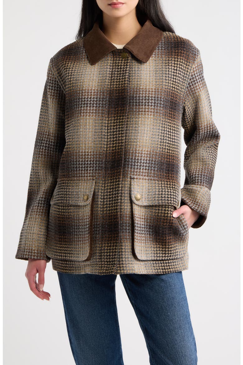 Cascades Wool Barn Coat, Main, color, BROWN WAFFLE OMBRE