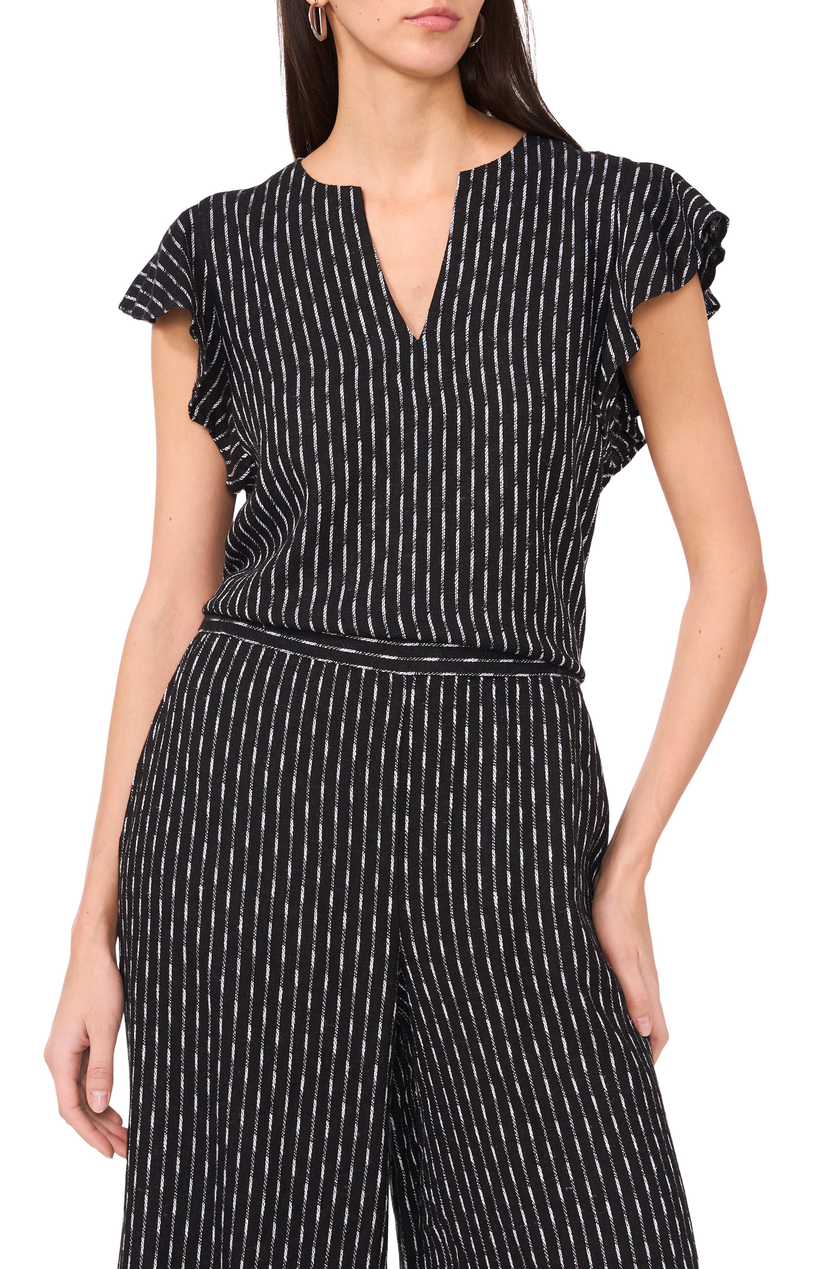 Vince Camuto Print Ruffle Sleeve Top